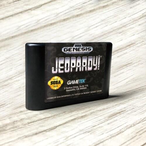 Jeopardy! - USA Label Flashkit MD Electroless Gold PCB Card for Sega Genesis Megadrive Video Game Console
