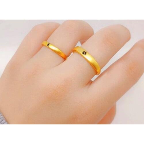 Couple of Lovers Rings Star Moon Ring Minimalist Open Adjustable Rings Set Golden Ring Wedding Rings Set for Men and Women