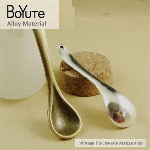 BoYuTe (10 Pieces/Lot) 21*84MM Antique Bronze Silver Plated Spoon Pendant Zinc Alloy Sweater Chain Jewelry Accessories Diy