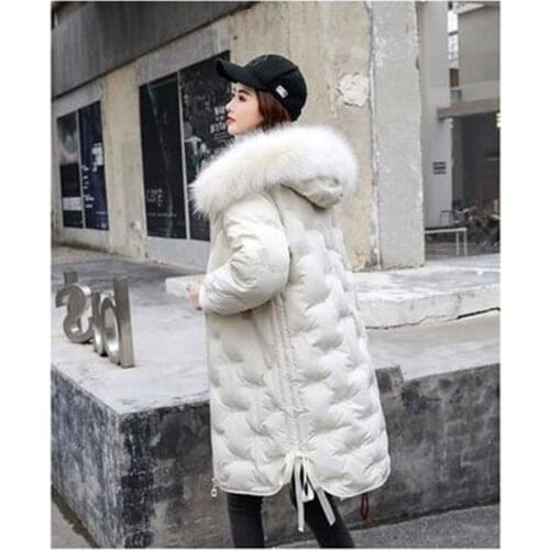 Long Sleeve Casual Long Thick Solid White 2021 New Fashion Winter Women Oversize Long Coat Female Warm Hooded Duck Jacket Parkas