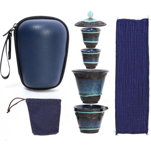 Multicolors Chinese Travel Tea Set Kung Fu TeaSet Ceramic Portable Teapot Porcelain Teaset Gaiwan Tea Cups of Tea Ceremony 2021