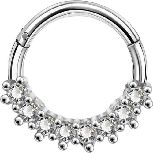 Body Punk 16G Daith Earrings Clear CZ Line Helix Earrings Hoop Rook Tragus Cartilage Earring Hoop Hinged Segment Clicker for Wom