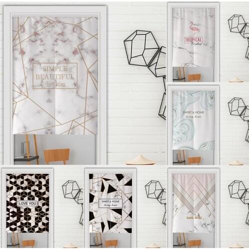 Nordic Marble Texture Cloth Door Curtain Kitchen Bedroom Partition Curtain Tube Curtain Shower Curtains Blackout Curtain