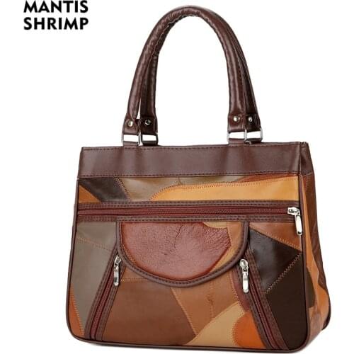 Genuine Leather Bag Women Top-Handle Bags Luxury Handbags Women Bag Designer Soft Shoulder Bag for Lady Patchwork Crossbody Bag