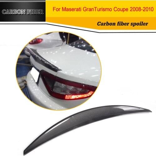 Carbon Fiber Racing Rear Spoiler Wing Lip for Maserati Gran Turismo GT 2 Door Flat Trunk 2006-2010 Non Convertible Black FRP