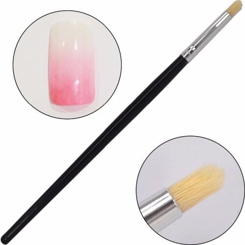 WUF 1 Pcs Black Handle Animal Hair Nail Art Brush Gradual Color Blooming Nail Drawing Pen 13