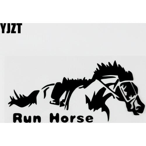 YJZT 15.3CMX6.9CM Fashion Decal Run Horse Vinyl Animal Car Window Sticker Black/Silver 8C-0222