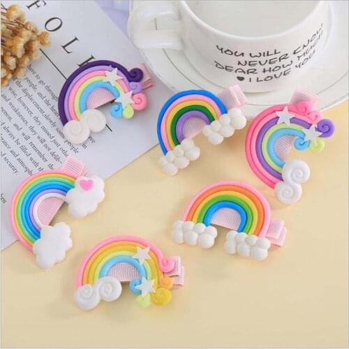 New Girls Cute Rainbow Clouds lollipop Hairpins Children Sweet Hair Clips Barrette Hair Ornament Cute Hair Accessories