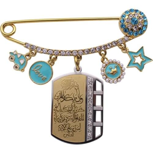 ZKD muslim islam Quran Turkish evil eye Scarf Hijab crystal Stainless Steel Pin brooch Baby Pin