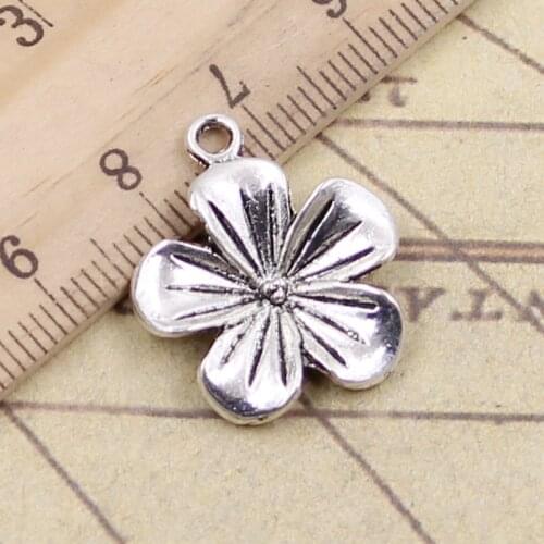 10pcs Charms Flower 23x19mm Tibetan Bronze Silver Color Pendants Antique Jewelry Making DIY Handmade Craft