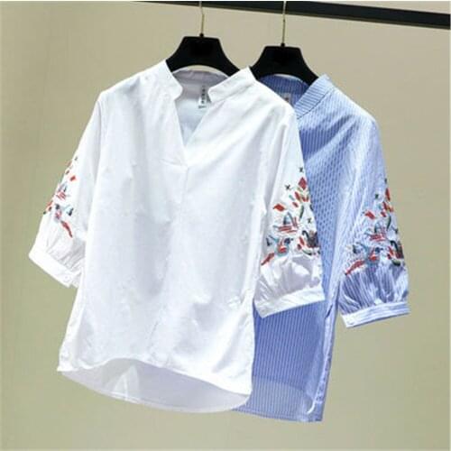 2021 Fashion Women Ethnic Style Embroidery Shirts Blouses Summer Style Casual Tops Chemise Femme Blusas Fashion Women Clothes