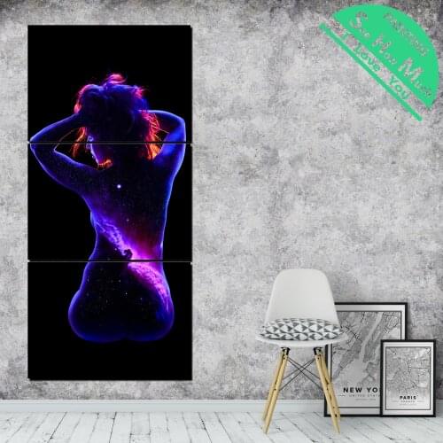 3 Piece Purple Sexy Girl Modern Wall Pictures for Bedroom Print Canvas Painting Living Room Decoration Decor Home Decoration