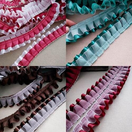 4cmx 500cm New Ribbon Contrast Color Pleated Pleated Lace Band Handmade DIY Pet Hair Accessories