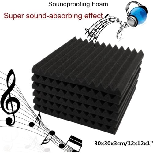 6Pcs 30*30*3 cm Waterproof Soundproof Foam Absorpt Noise Foam Wedge Tiles Studio Sound Proofing Room Noise Treatment Absorption
