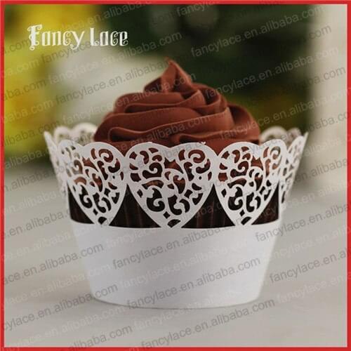 60PCS Romantic Wedding Birthday Party Cupcake Wrappers Laser Cutting Paper Christmas Heart Shaped Valentine Wedding Party Favors