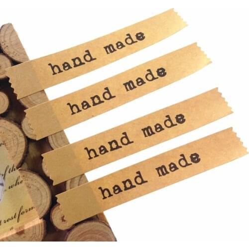600pcs/lot Vintage Simple hand made Shredded style kraft paper adhesive sela sticker for baking for handmade products DIY work