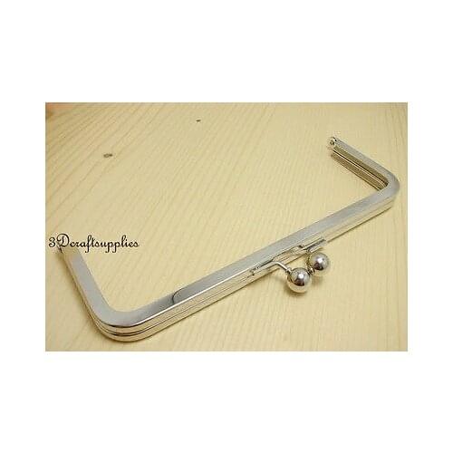 8 inch x 3 inch metal frame Nickel purse frame (without loops) purse supplies Y1