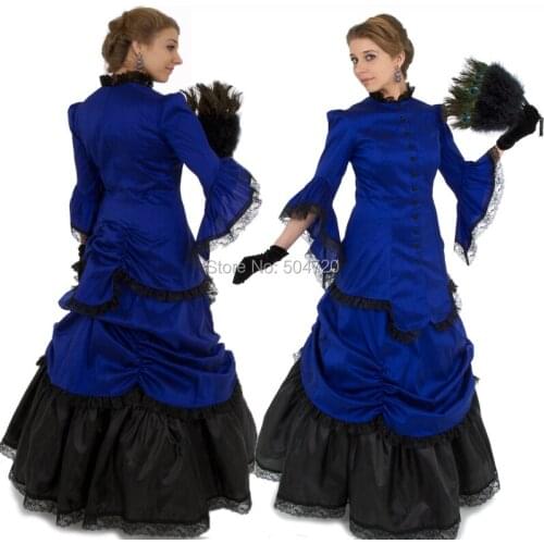 Tailored!Elegant Blue Vintage costumes Victorian dresses 1860s Southern Belle War dress Halloween cosplay scarlettdress HL-153