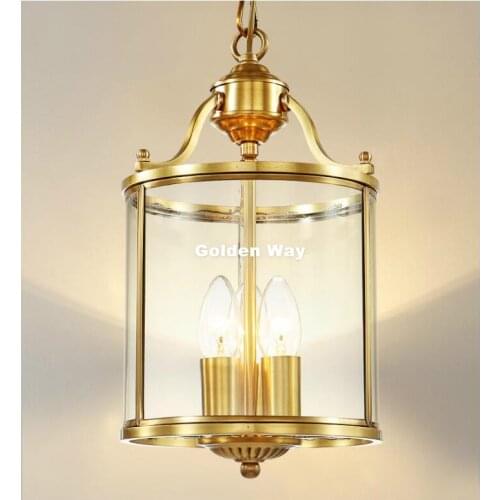 Free Shipping 3L D200mm H360mm LED Brass Pendant Lamp,3Lights, Vintage 100% Copper Glass AC110V/220V Glass Shade Pendant Light