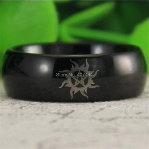 Free Shipping YGK JEWELRY Hot Sales 8MM Black Dome Supernatural New New Mens Comfort Fit Tungsten Wedding Ring