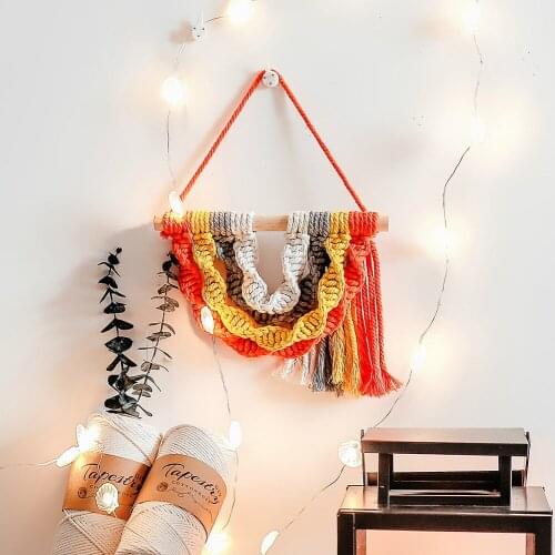 Bohemian three-color woven tapestry wall hangings Nordic style tassel wall hanging home decoration pendant