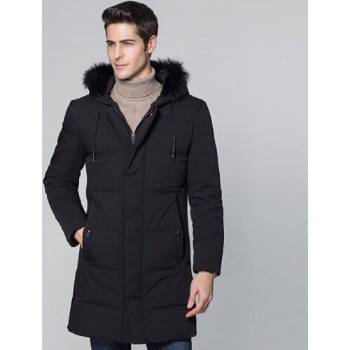 Brand Clothes 2020 Winter New Mens Down Jacket Business Casual Fox Fur Collar White Duck Down Warm Hooded Coat Male Clothes