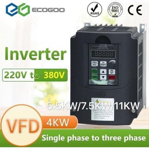 VFD 4KW 5.5KW V/F Inverter 220V Single-Phase Input to 380V 400V 415V 3-Phase Output Frequency Converter