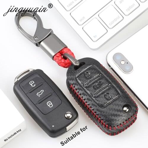 Fiber Leather Car Key Cover Case Shell fob for VW Golf Bora Jetta POLO GOLF Passat Skoda Octavia A5 Fabia SEAT Ibiza Leon