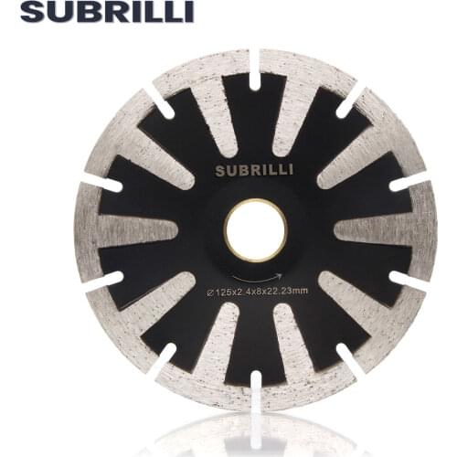 SUBRILLI 125mm Curved Diamond Disc Granite Concrete Circular Saw 5" Arc-Shape Dry Wet Cutting Disc Whit T Protective Teeth