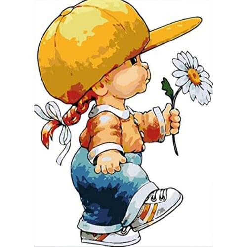 DIY Painting By Numbers Cute angel girl Kit acrylic paint by numbers Wall Art Special gift Canvas Painting on canvas Figure