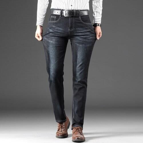 Jeans Men Straight Fit Pants Classic Jeans Mens Denim Elasticity Fashion Cotton Trousers Male Casual Straight Black Pan 2021 New