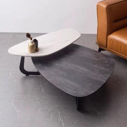 ChinaFurniture Alternative Processing Factory Modern Light Luxury Marble Slab Stainless Steel Foot Bracket Coffee Table