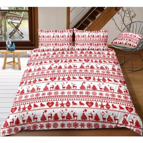NOEL RED CHRISTMAS QUILT/DUVET COVER SETS BEDDING SETS BED LINEN GREAT VALUE