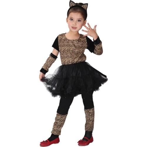 2021Girl Animal Wild Little Leopard Costume Short Dress for Girls Kids Halloween Carnival Party Costumes