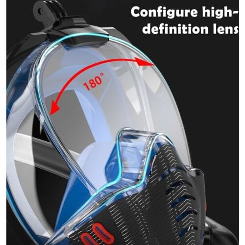 Full Face Snorkel Mask with Detachable Camera Mount 180 Degree Panoramic HD View Anti-Fog Anti-Leak Snorkeling Gear SAL99