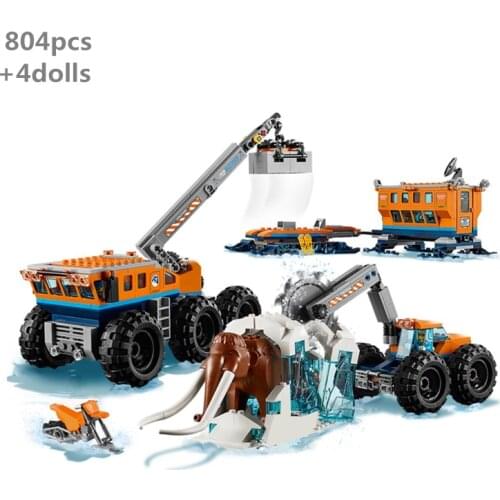 NEW City Arctic Mobile Exploration Base Building Blocks Classic Model Kit Crane Snow Bike Toys For Kids Compatible With Bricks