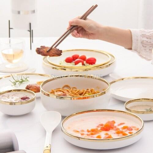 Dishes Set Simple and Creative Household Multi-person Light Luxury Phnom Penh Nordic Tableware Bowls