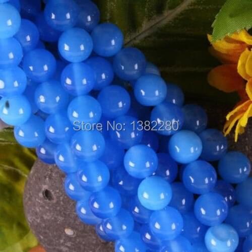 New! Selling 8mm Blue South America chalcedony Loose Beads 15'' Fashion DIY Jewelry Making Wholesale and retail