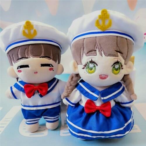 Doll Clothes 3pcs Navy Suit For 20CM Stuffed Anime Plush Cute Cartoon Toy Cloth Barbie Accessory Japan Kawaii Plushie Hat Skirt