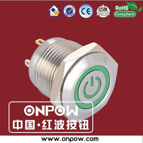 ONPOW 16mm momentary illuminated pushbutton switch with POWER SYMBOL GQ16F-10ET/J/G/12V/S