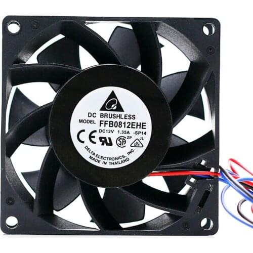 Original Delta FFB0812EHE 8038 80MM Comptuter server case fan frequency converter Cooling fan 12V 1.35A with 3pin