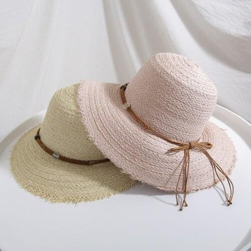 H7649 Women Bucket Hat Spring Summer Korean Straw Sun-proof Fisherman Cap Female Sunscreen Casual Burrs Student Breathable Caps