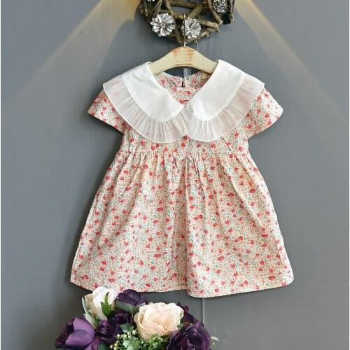 Easter Clothes 2021 Summer New Fashion Casual Childrens Lapel Floral Dress Retro Little Girls Dress For Girls Dress 2 - 6 Years