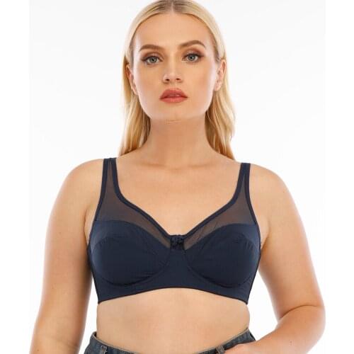 Melansheng Sexy Non Padded Underwire Full Cup Bra 85D-110D Full Coverage Unlined Plus Size Bra Big Cup D E Uplift Sexy Mesh Bra