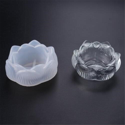 Lotus Light Candle Holder Ashtray Mold Silicone Resin Epoxy Mould Casting Craft