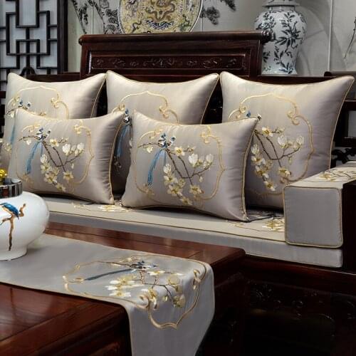 New Chinese style, embroidery, pair birds magnolia pillow, back cushion, cushion, exquisite Household Art