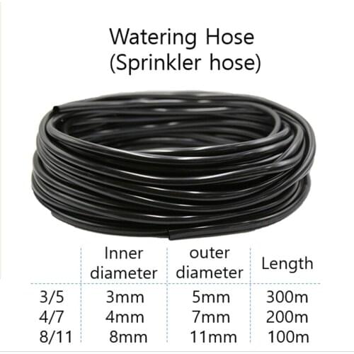 3/5 4/7 8/11 mm Watering Hose Garden Drip Mist Pipe PE PVC Hose Sprinkler Irrigation System Watering for Greenhouses Capillary
