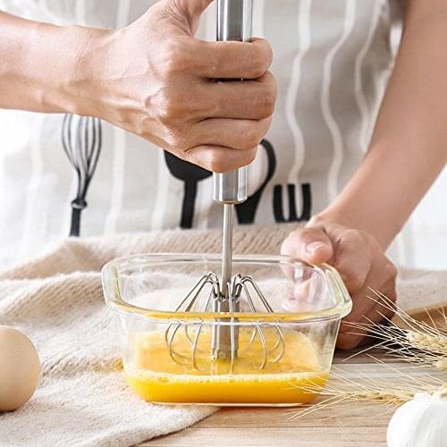 Semi-automatic Mixer Egg Beater Manual Self Turning Stainless Steel Whisk Hand Blender Egg Cream Stirring Kitchen Tools