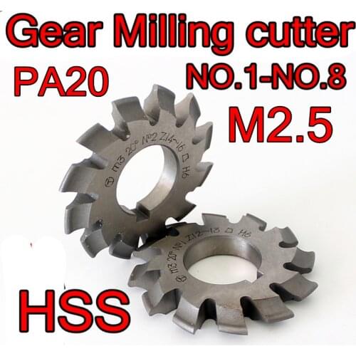 M2.5 Modulus PA20 1#-8# HSS Gear Milling cutter Free shipping