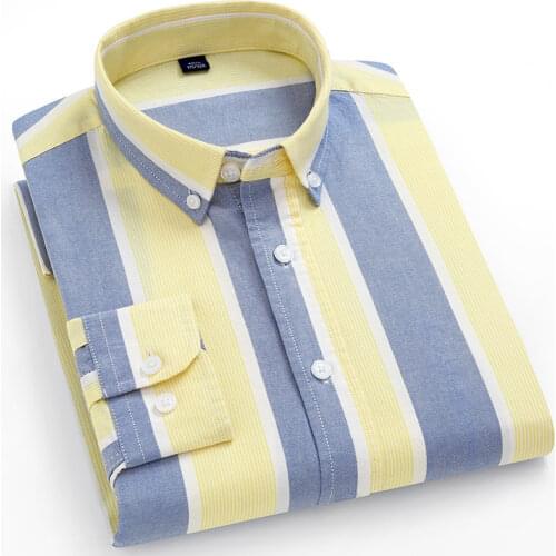 New Arrival 100% Pure Cotton Oxford Striped Or Plaid Shirt Mens Fashion Clothing Trends Longsleeve Shirt for Men Button Up Shirt